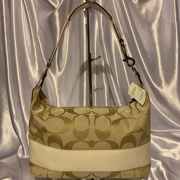 🌻 COACH F17434 🌻 KHAKI WHITE SIGNATURE HOBO - Picture 9 of 9